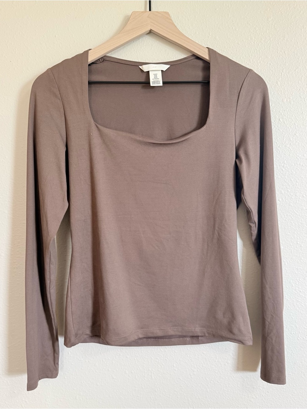 H&M Brown Square Neck Long Sleeve Top Medium